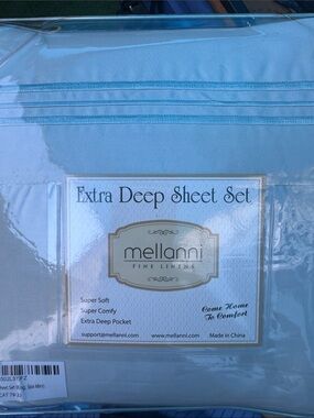 Mellanni Extra Deep Sheet Set - Spa Mint Light Blue